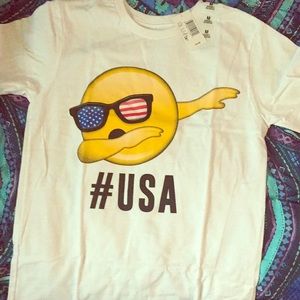 2for$10🌺 White dabbing emoji kids shirt